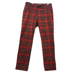 H&M Skinny Fit Tartan Plaid Pants Leggings Zipper Accents Womens Size 12